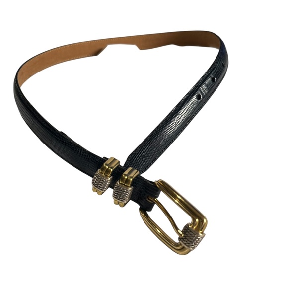Genuine Brighton Lizard Pattern Blue Leather Belt Size XS/26 Women\'s main image 8